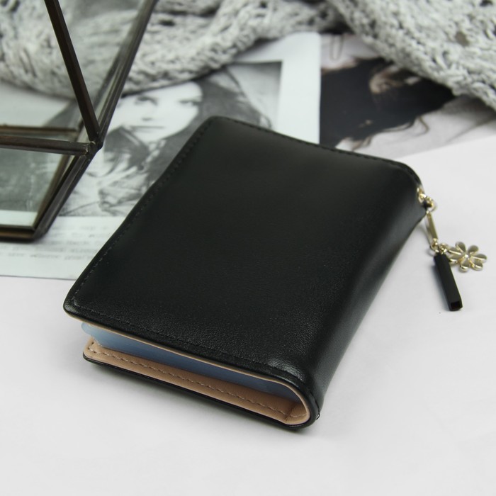 Визитница, 20 картхолдеров, на кнопке, цвет чёрный