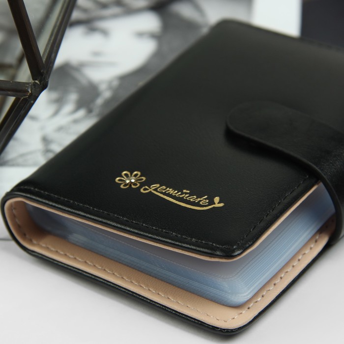 Визитница, 20 картхолдеров, на кнопке, цвет чёрный