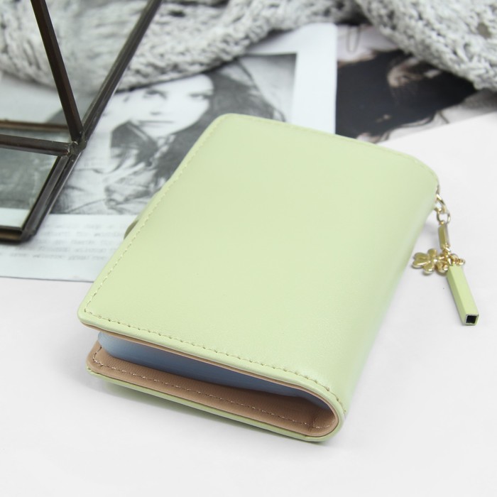 Визитница 20 картхолдеров, на кнопке, цвет зелёный