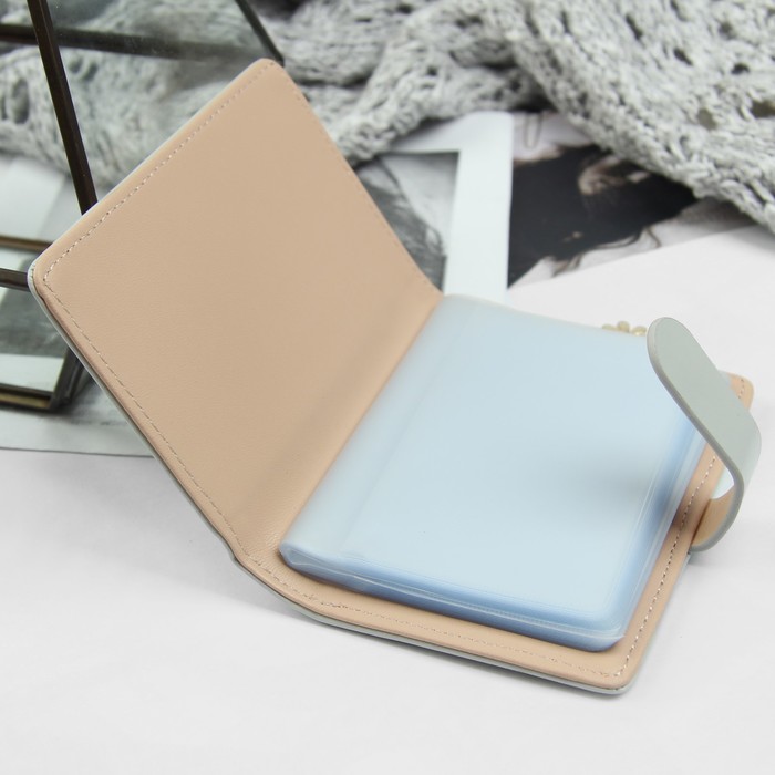 Визитница, 20 картхолдеров, на кнопке, цвет серый