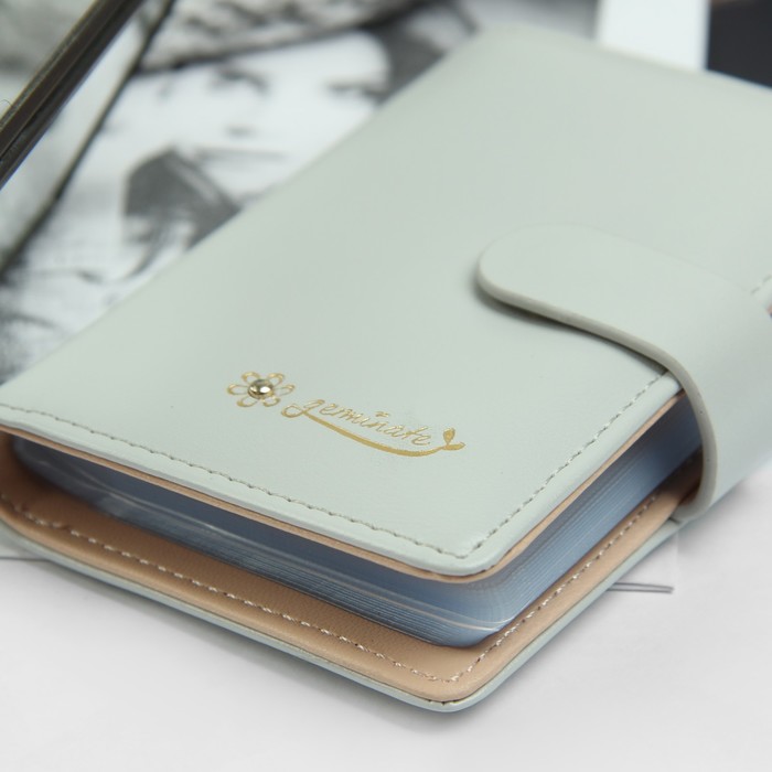 Визитница, 20 картхолдеров, на кнопке, цвет серый