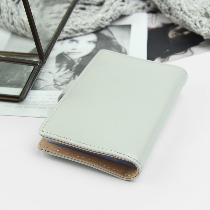 Визитница, 20 картхолдеров, на кнопке, цвет серый