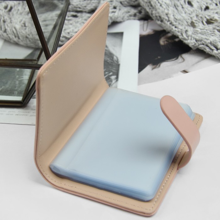 Визитница, 20 картхолдеров, на кнопке, цвет розовый