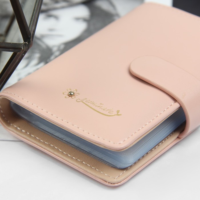 Визитница, 20 картхолдеров, на кнопке, цвет розовый