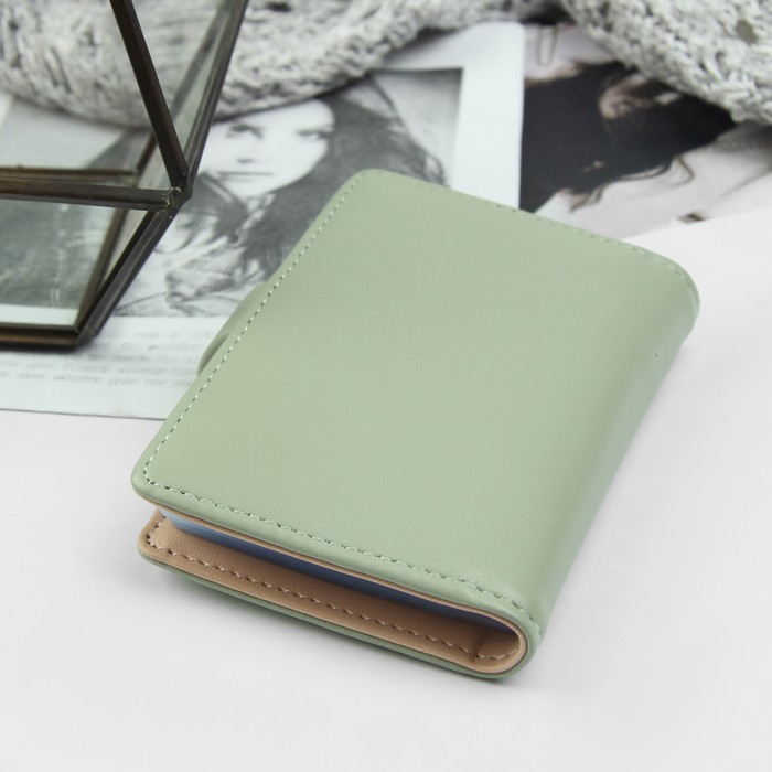 Визитница, 20 картхолдеров, на кнопке, цвет зелёный