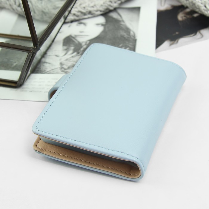 Визитница, 20 картхолдеров, на кнопке, цвет голубой