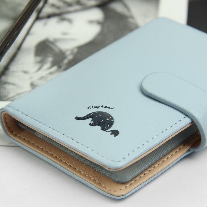 Визитница, 20 картхолдеров, на кнопке, цвет голубой