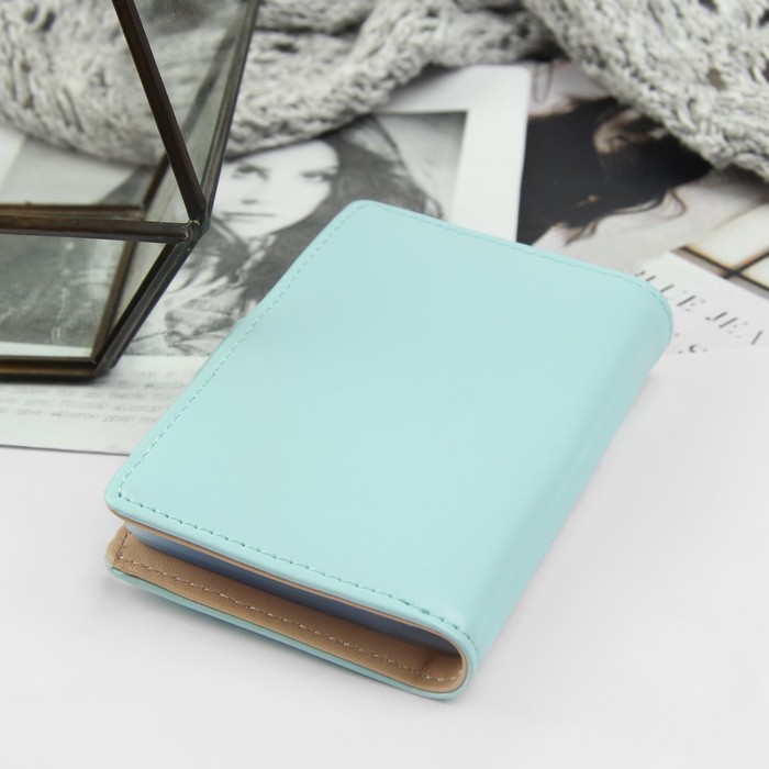 Визитница, 20 картхолдеров, на кнопке, цвет голубой