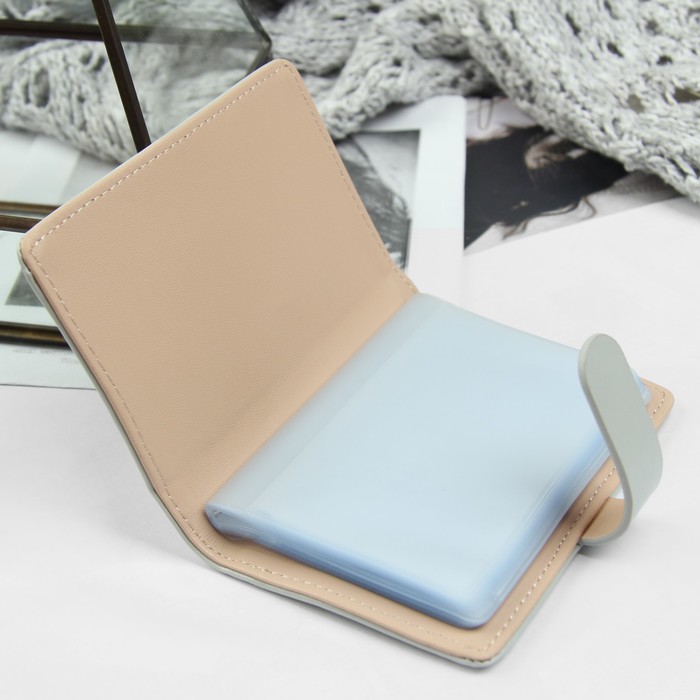 Визитница, 20 картхолдеров, на кнопке, цвет серый