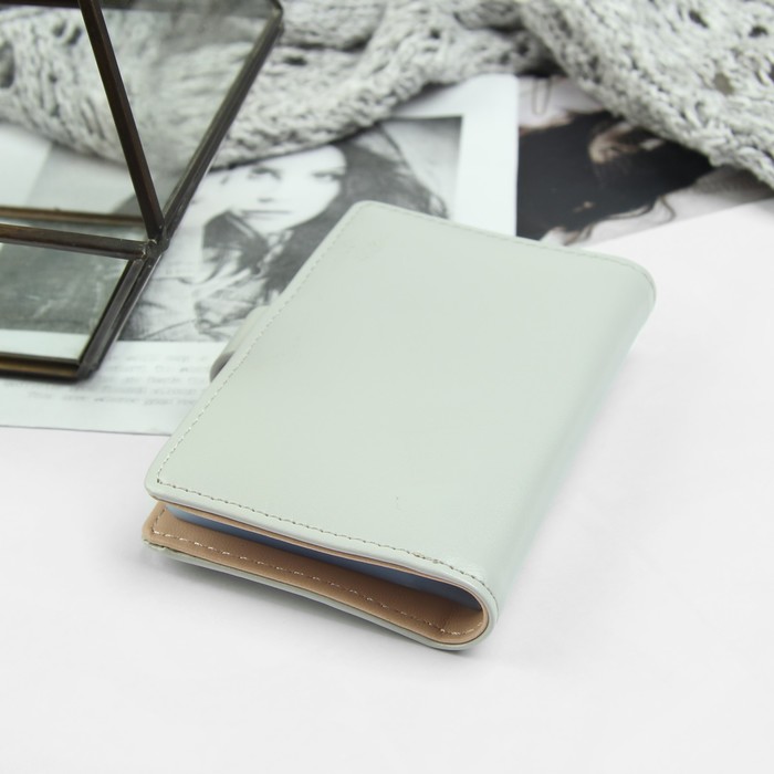 Визитница, 20 картхолдеров, на кнопке, цвет серый