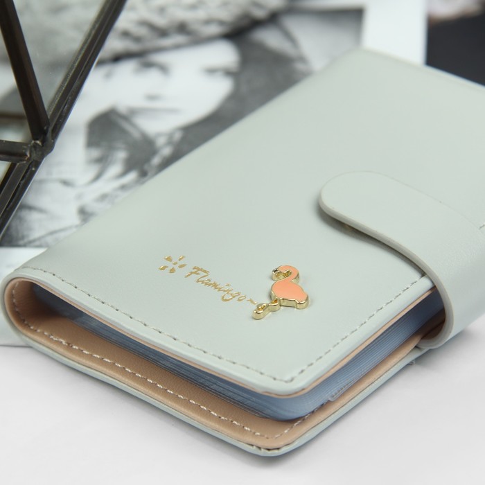 Визитница, 20 картхолдеров, на кнопке, цвет серый