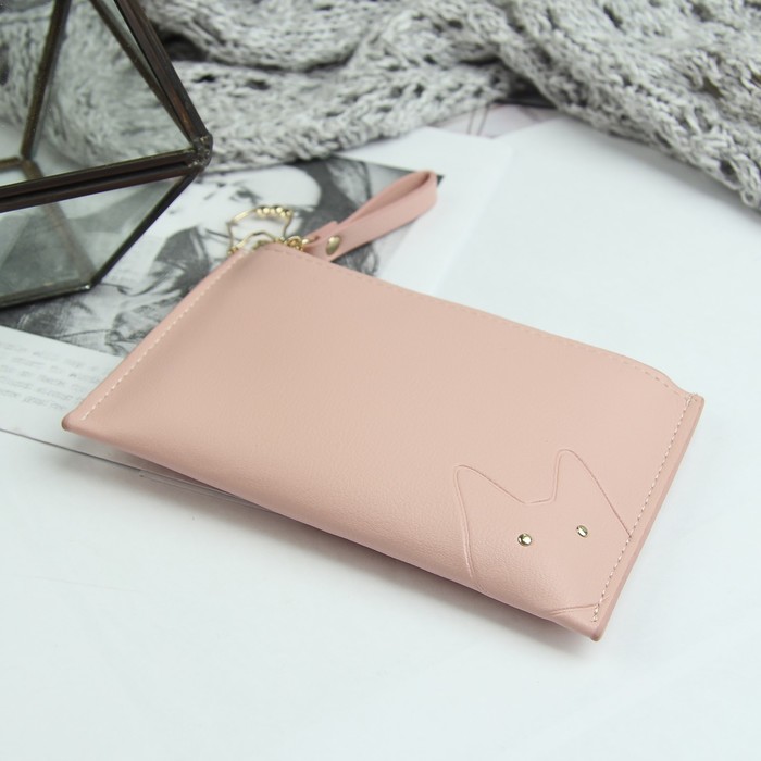 Кошелёк женский, отдел, для карт, ручка, цвет розовый