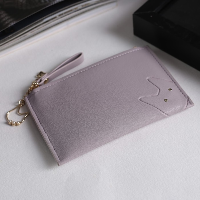 Кошелёк женский, отдел, для карт, ручка, цвет сиреневый