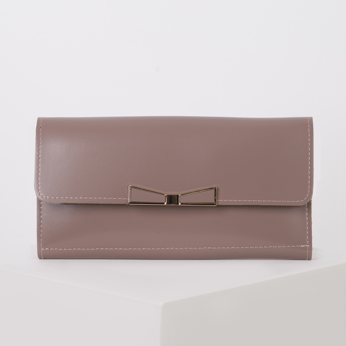 Кошелёк женский, 2 отдела, для карт, для монет, на клапане, цвет бежевый