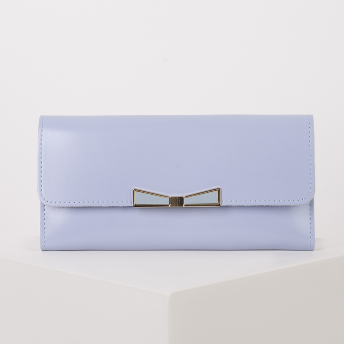 Кошелёк женский, 2 отдела, для карт, для монет, на клапане, цвет голубой