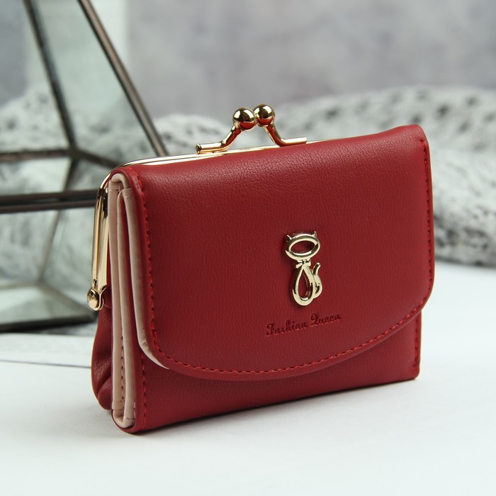 Кошелёк женский, отдел, для карт, для монет, цвет красный