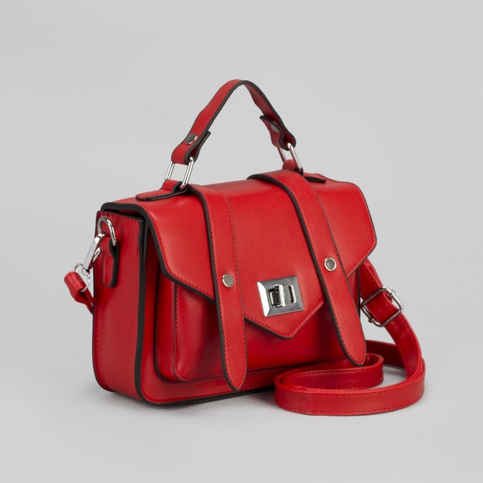 Сумка женская, отдел на молнии, наружный карман, регулируемый ремень, цвет красный