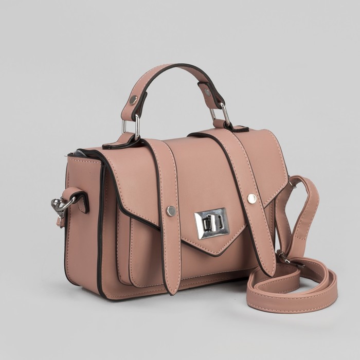 Сумка женская, отдел на молнии, наружный карман, регулируемый ремень, цвет пудровый