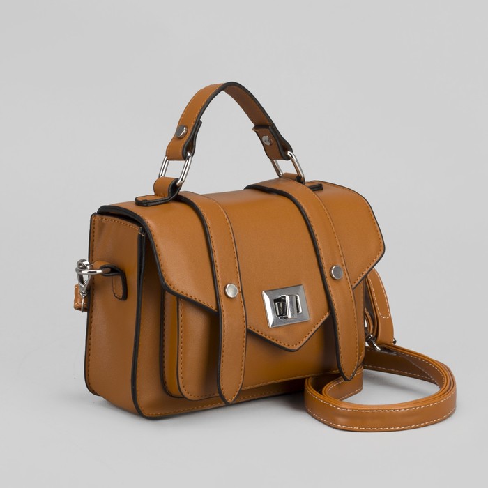 Сумка женская, отдел на молнии, наружный карман, регулируемый ремень, цвет рыжий