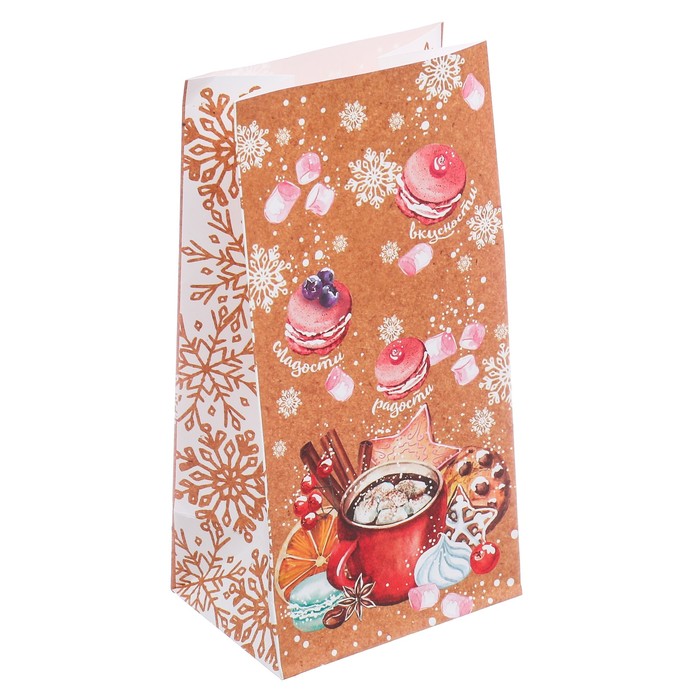 Пакет подарочный без ручек «Радости — сладости», 10 × 19,5 × 7 см