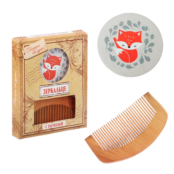 Набор зеркало с расческой "Лиса"