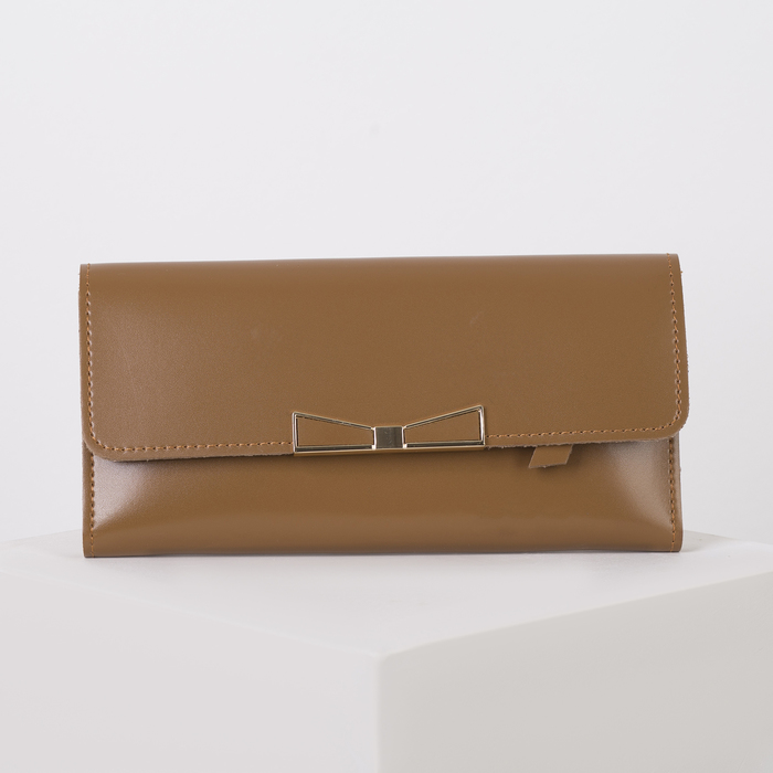 Кошелёк женский, 2 отдела, для карт, для монет, на клапане, цвет коричневый