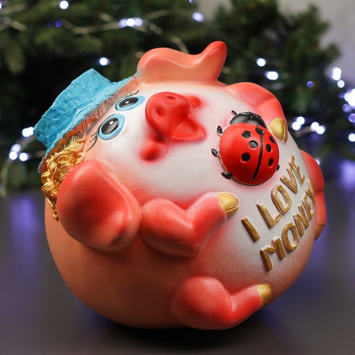 Копилка "Свинья-шар с божьей коровкой"