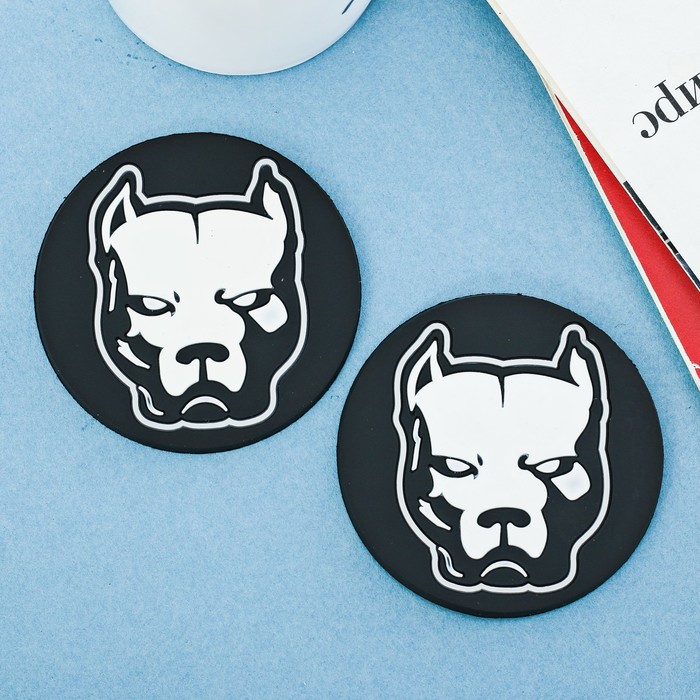 Противоскользящий коврик в подстаканник "Питбуль", 2 шт