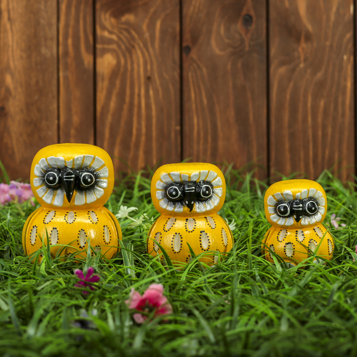 Набор сувенирный "Три совы" жёлтые (7,9,10) 22х8х10см