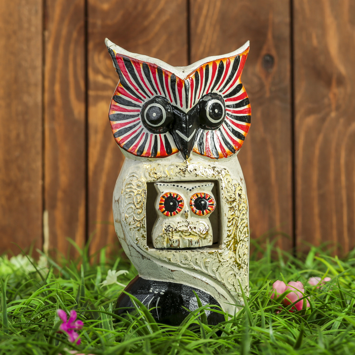 Сувенир дерево "Сова с совёнком" белый 20х8,5х5 см