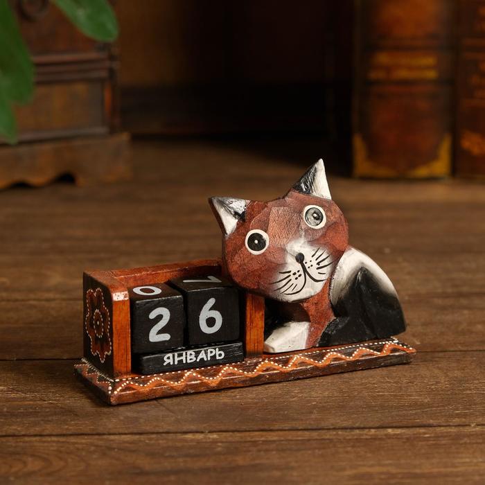 Календарь настольный дерево "Кошечка" 17х5х10 см