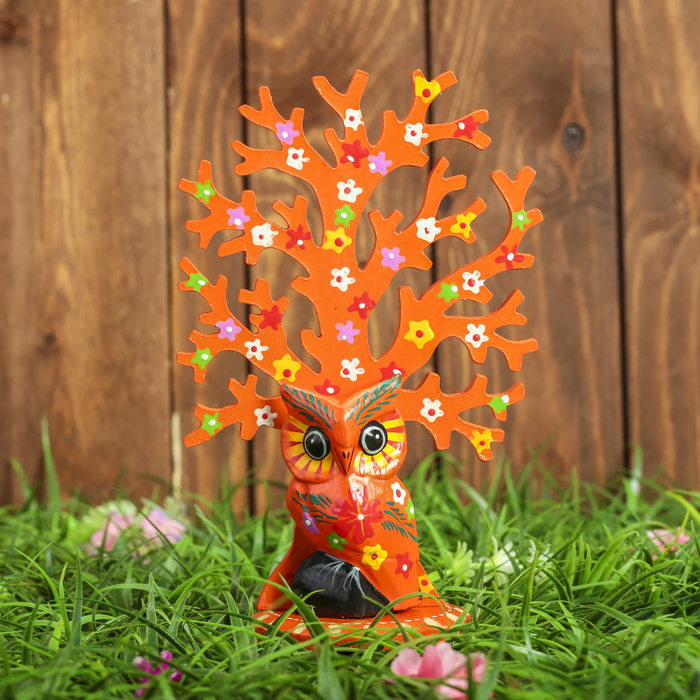 Сувенир дерево "Лесная сова" красный 14х8х18 см