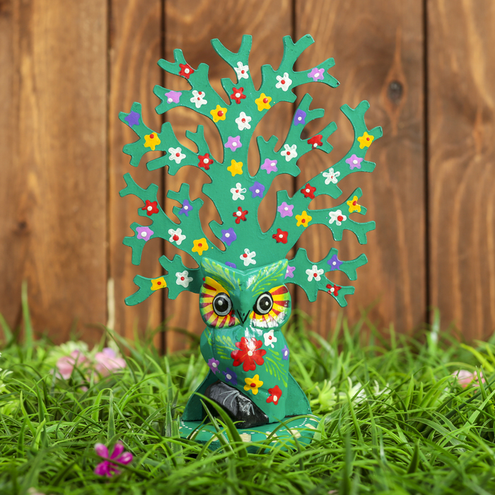 Сувенир дерево "Лесная сова" зелёный 14х8х18 см