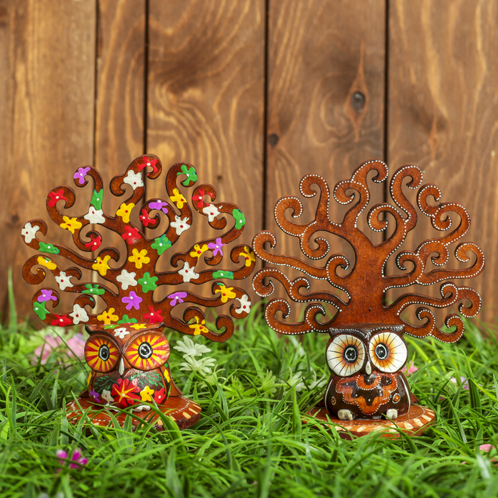Сувенир дерево "Лесная сова" коричневый 14х8х18 см МИКС