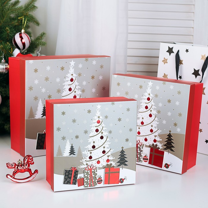 Набор коробок 3в1, 28 х 28 х 11 - 21 х 21 х 9 см