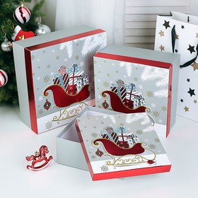 

Набор коробок 3 в 1 «Сани с игрушками», 28 х 28 х 11 - 21 х 21 х 9 см