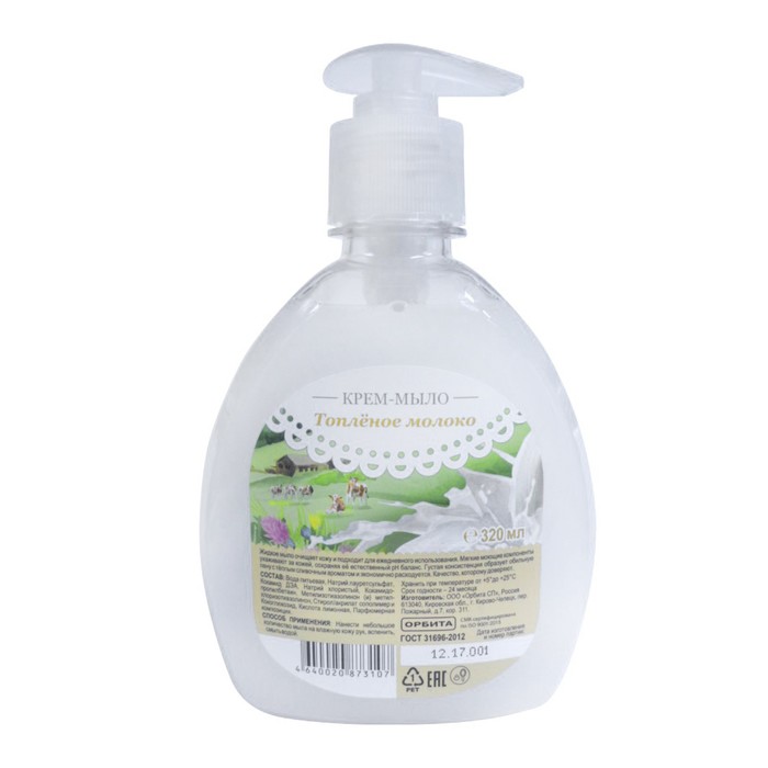 Крем-мыло Наша марка Топленое молоко дозатор,320 мл