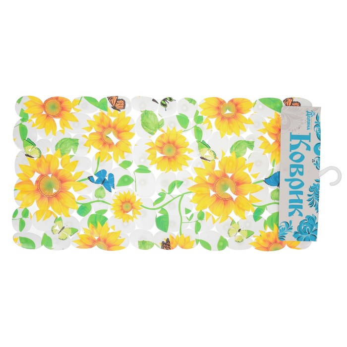 Коврик для ванны "Подсолнухи" 69х35,5 см,