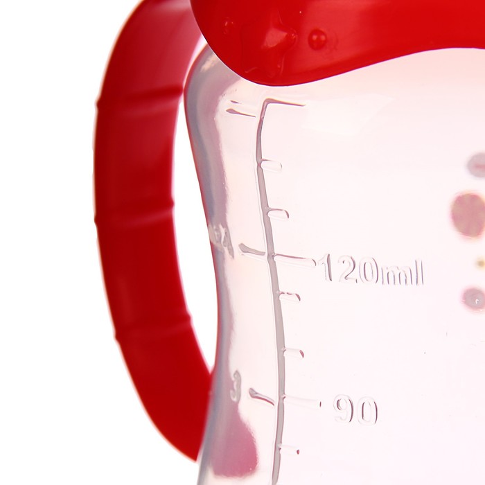 Бутылочка для кормления «Енотик Тобби» детская приталенная, с ручками, 150 мл, от 0 мес., цвет красный