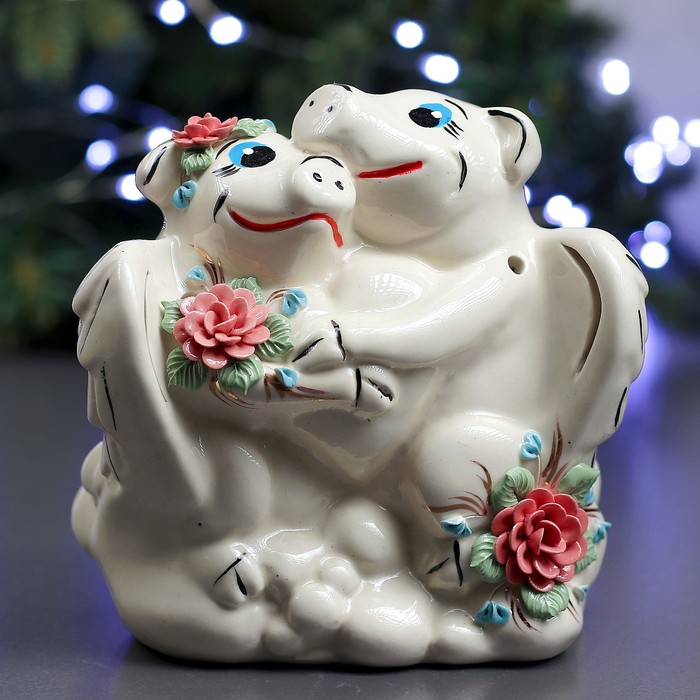 Аромалампа "Свинки ангелочки" с лепкой и золотом МИКС