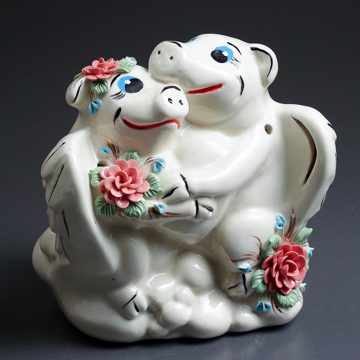 Аромалампа "Свинки ангелочки" с лепкой и золотом МИКС