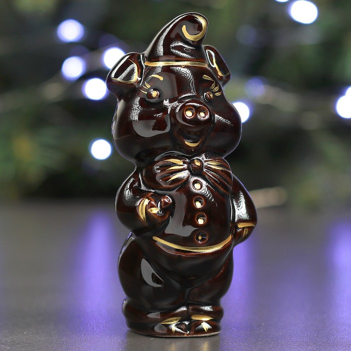 Сувенир "Поросенок с Бабочкой" темный