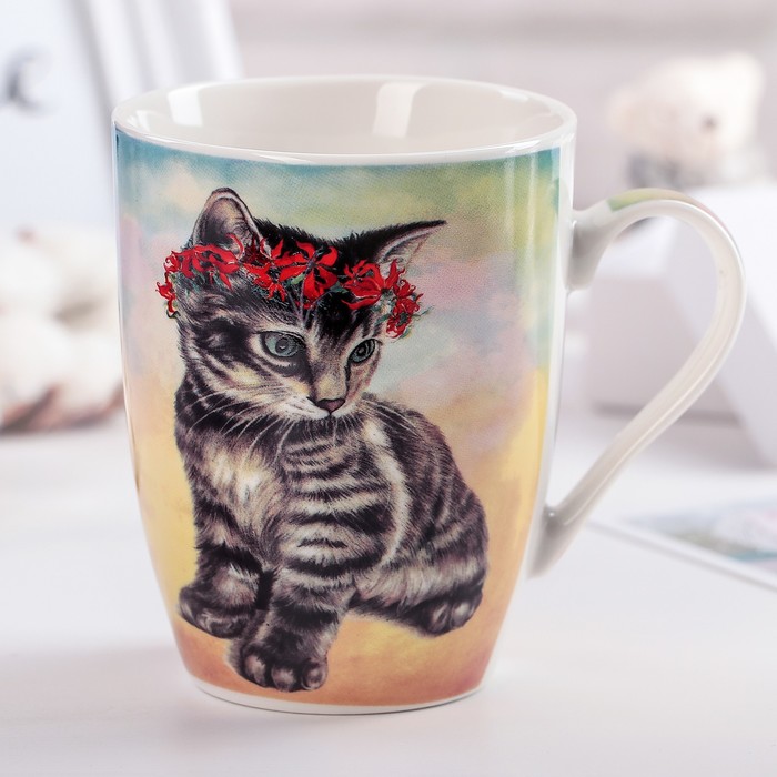 Кружка 350 мл "Котенок с венком"