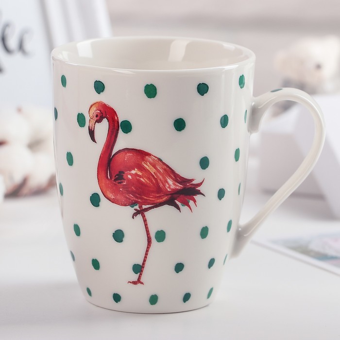 Кружка 350 мл "Фламинго и горох"
