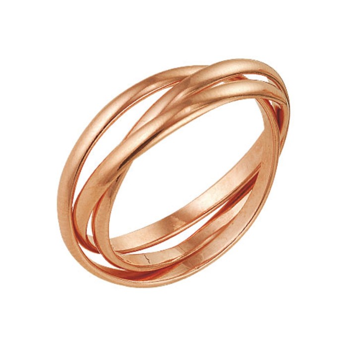 Кольцо "Три нити", позолота, 17 размер