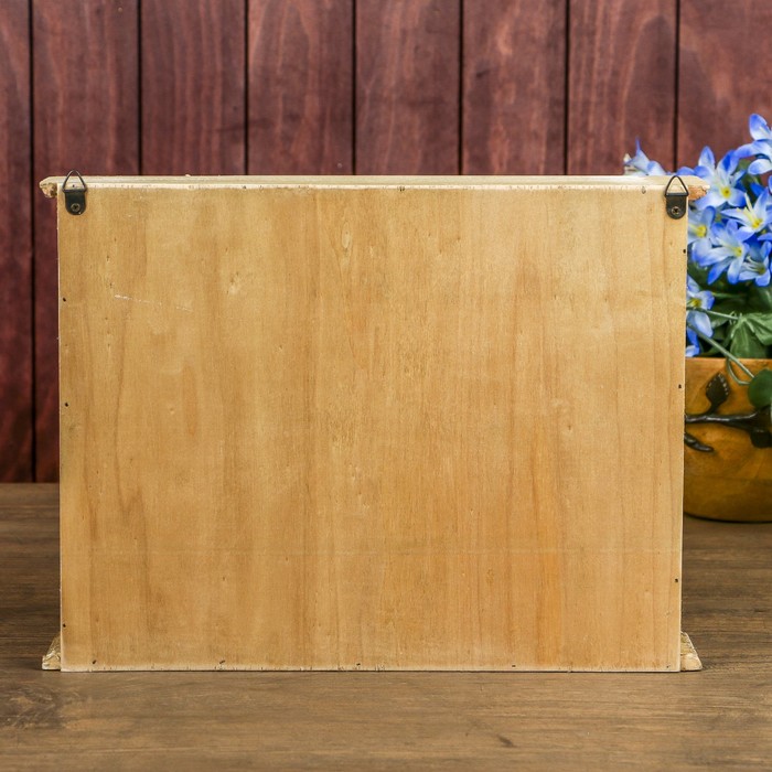 Ключница дерево 6 крючков "Прованс. Белые сердца" 24х32,5х6,5 см