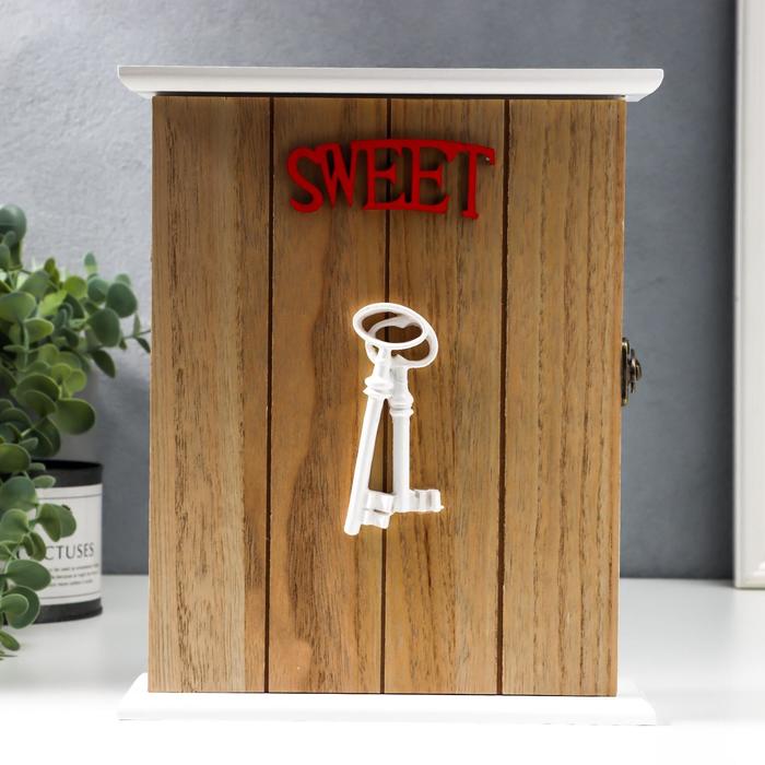 Ключница дерево 6 крючков "Два ключа" 26х19х6 см