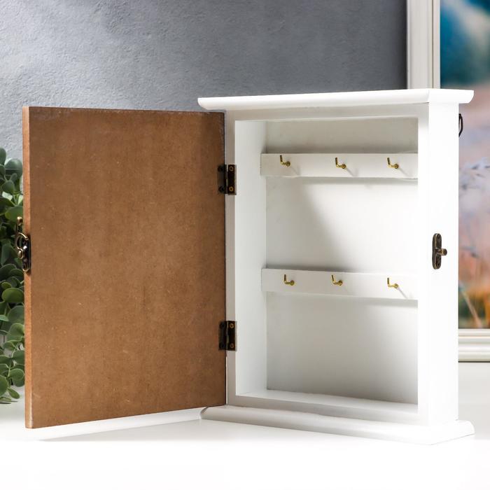 Ключница дерево 6 крючков "Два ключа" 26х19х6 см