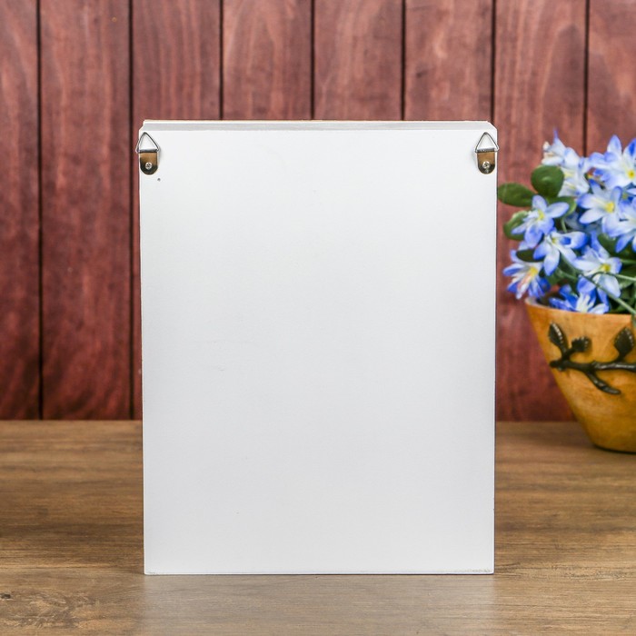 Ключница дерево 6 крючков "Розы на белом" 26х20х6 см