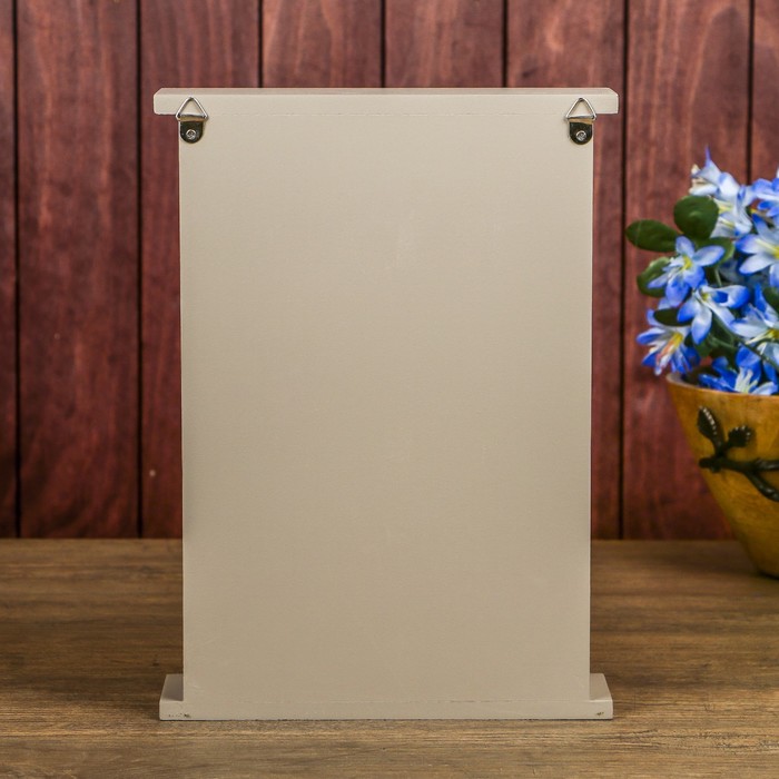 Ключница дерево 6 крючков "Нарисованные ключи" серая 28х20х6 см